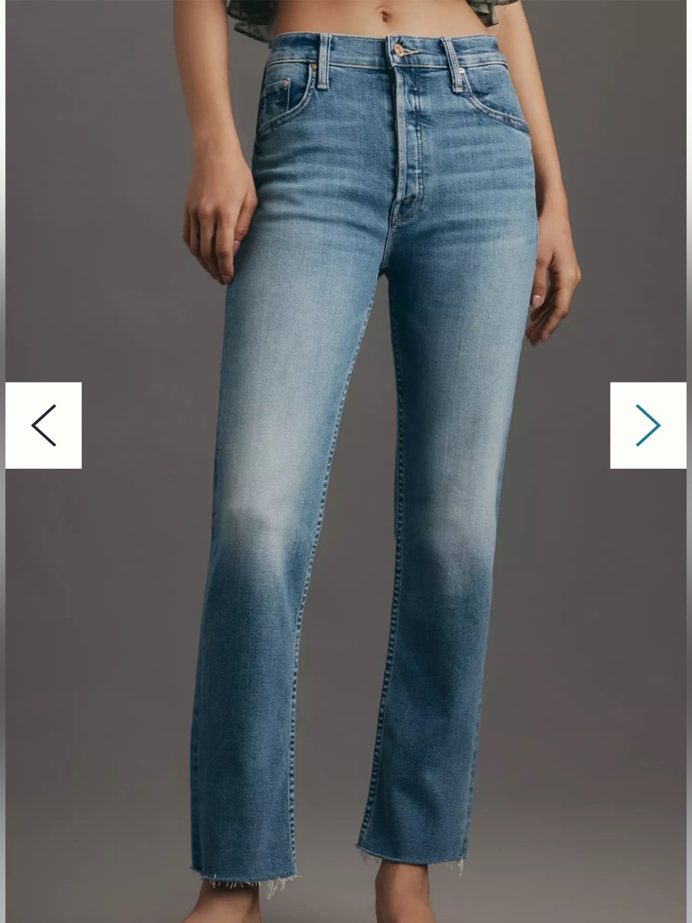 Mother Jeans The Tomcat Ankle Flood Fray High Waist Button Fly Straight Leg 31